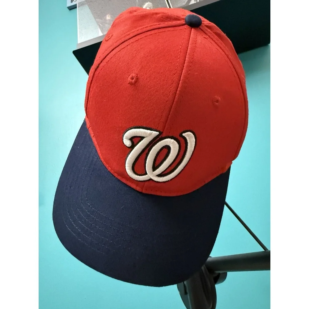 Washington Nationals W Cap Hat Mens Red Black New Era Hook And Loop Back